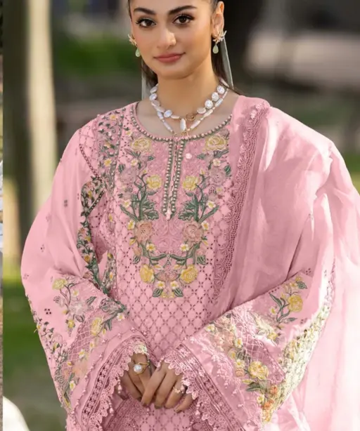 Pink Cotton Pakistani Suit for Women
