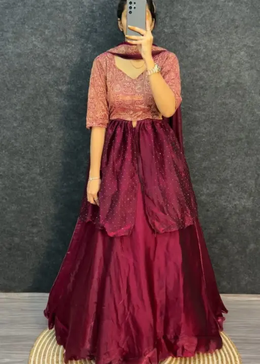 Purple 4 in 1 Lehenga Choli - Readymade Lehenga