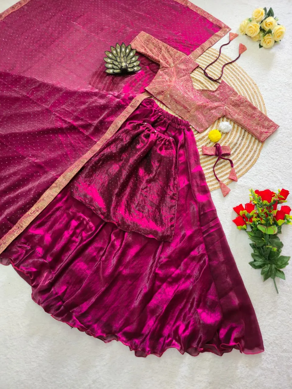 Purple 4 in 1 Lehenga Choli - Readymade Lehenga - Image 2