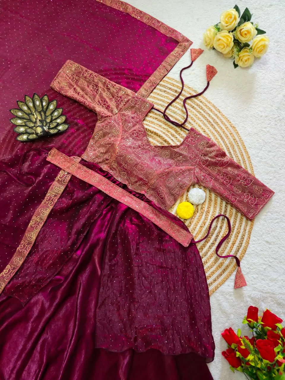 Purple 4 in 1 Lehenga Choli - Readymade Lehenga - Image 4
