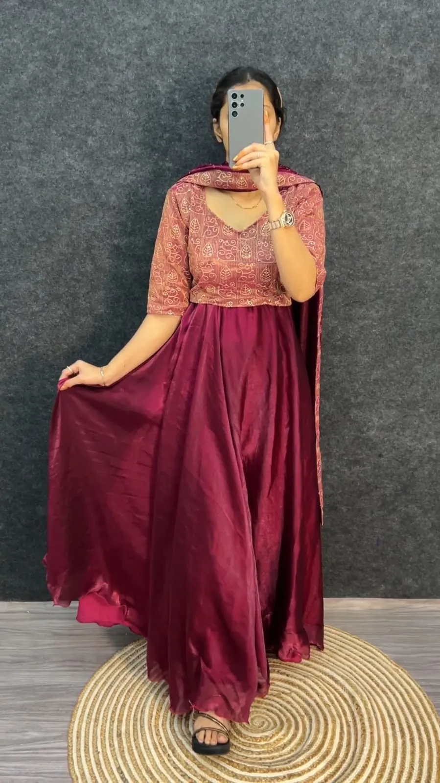 Purple 4 in 1 Lehenga Choli - Readymade Lehenga - Image 6