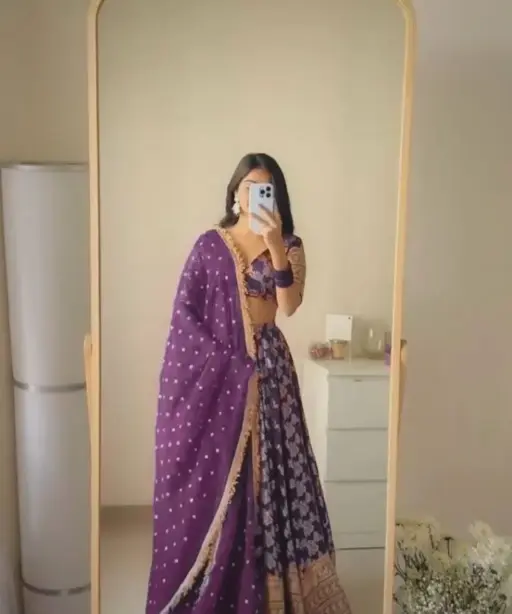 Purple Jacquard Girly Lehenga Blouse