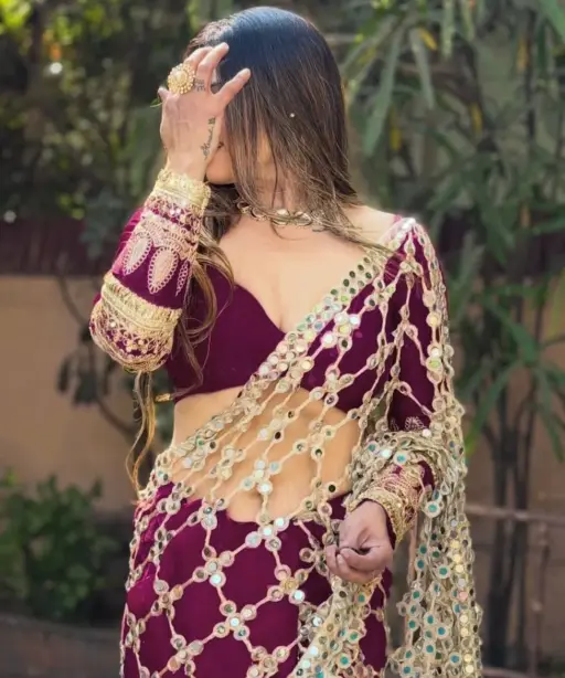 Purple Viral Mirror Saree