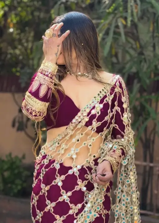 Purple Viral Mirror Saree