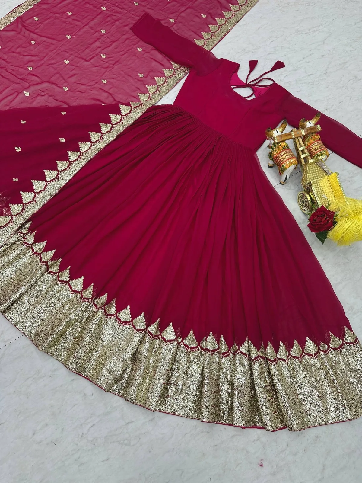 Rani Gown with Sequence Big Border | Readymade Gown - Image 5