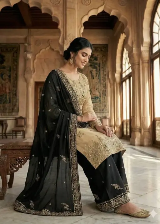 Readymade Dress Black and Cream Contrast Color