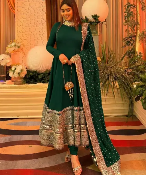 Readymade Green Anarkali Dress for Eid