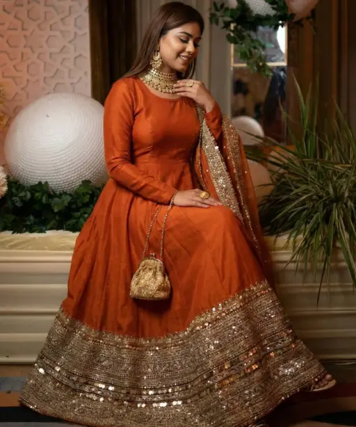Readymade Orange Anarkali Dress