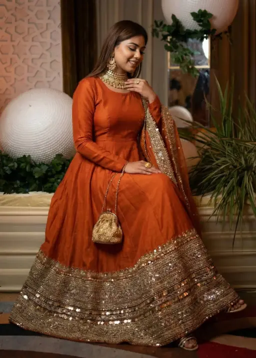 Readymade Orange Anarkali Dress