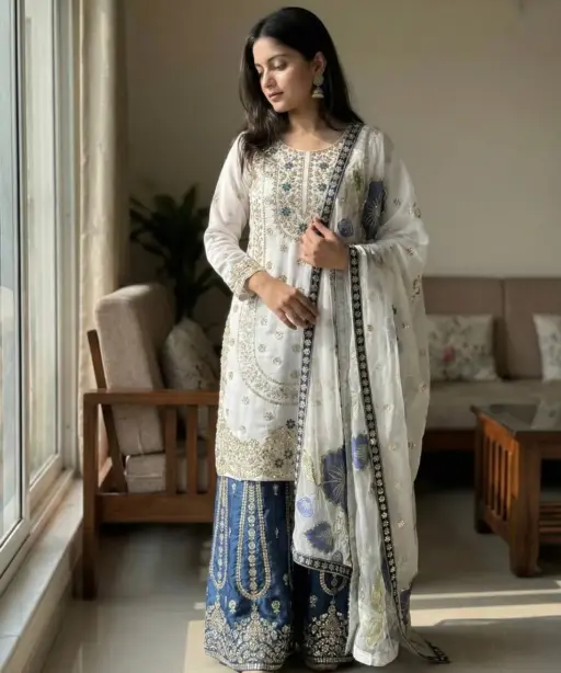 Readymade Pakistani Flared plazzo kurta Set