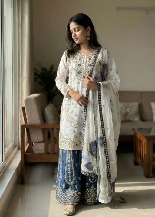 Readymade Pakistani Flared plazzo kurta Set