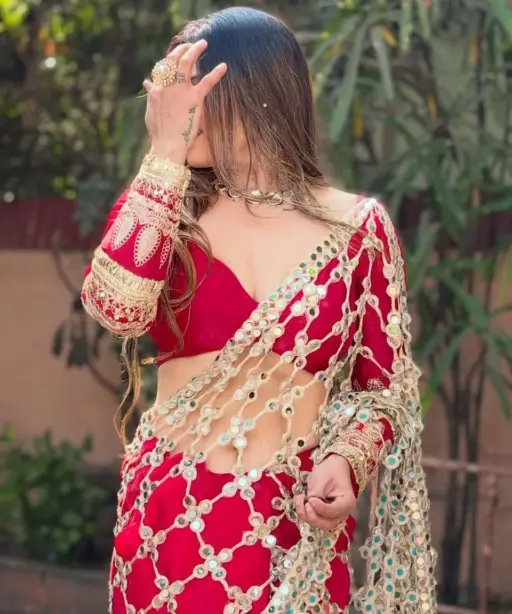 Red Viral Mirror Saree