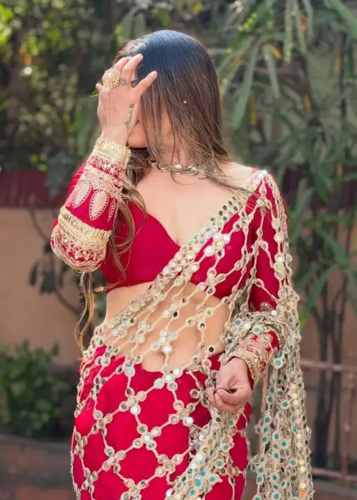 Red Viral Mirror Saree
