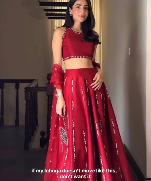 Red Wedding Mirror Lehenga