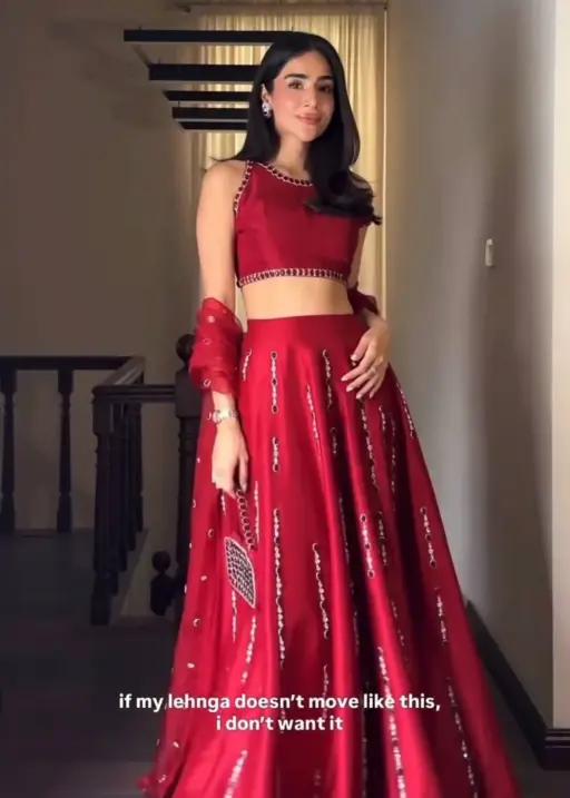 Red Wedding Mirror Lehenga