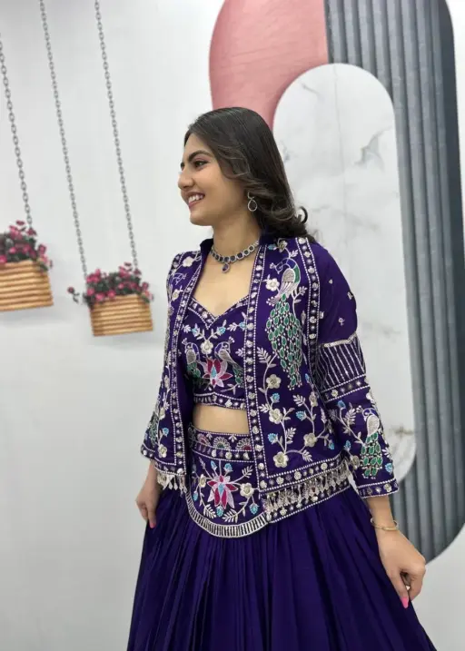 Shadi Wear Jacket Lehenga Blouse Readymade