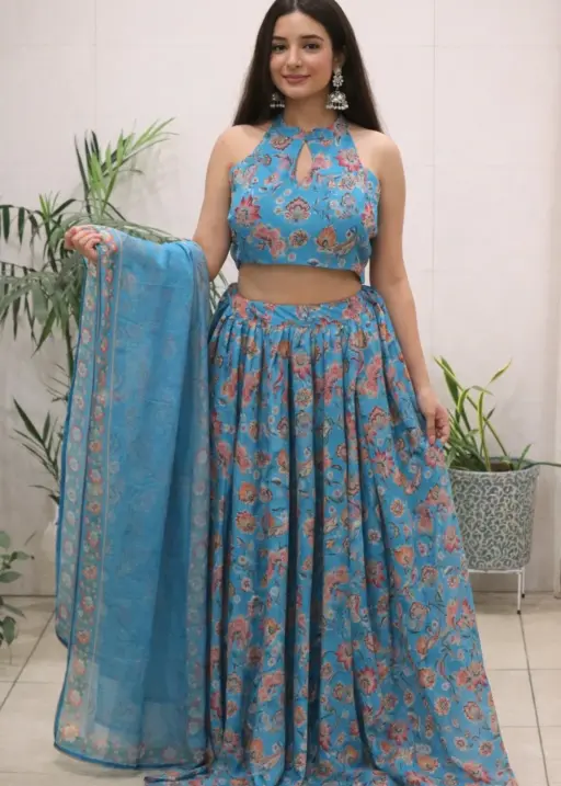Sleeveless Ethnic Lehenga Choli Set
