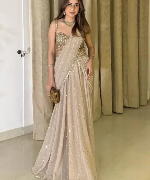 Wedding Special Peach Lehenga Saree