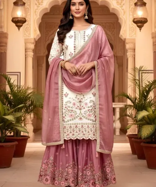 White Contrast Women Pakistani Readymade Dress