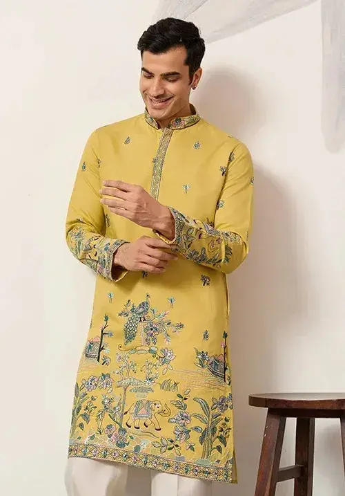 Yellow Haldi Kurta for Groom