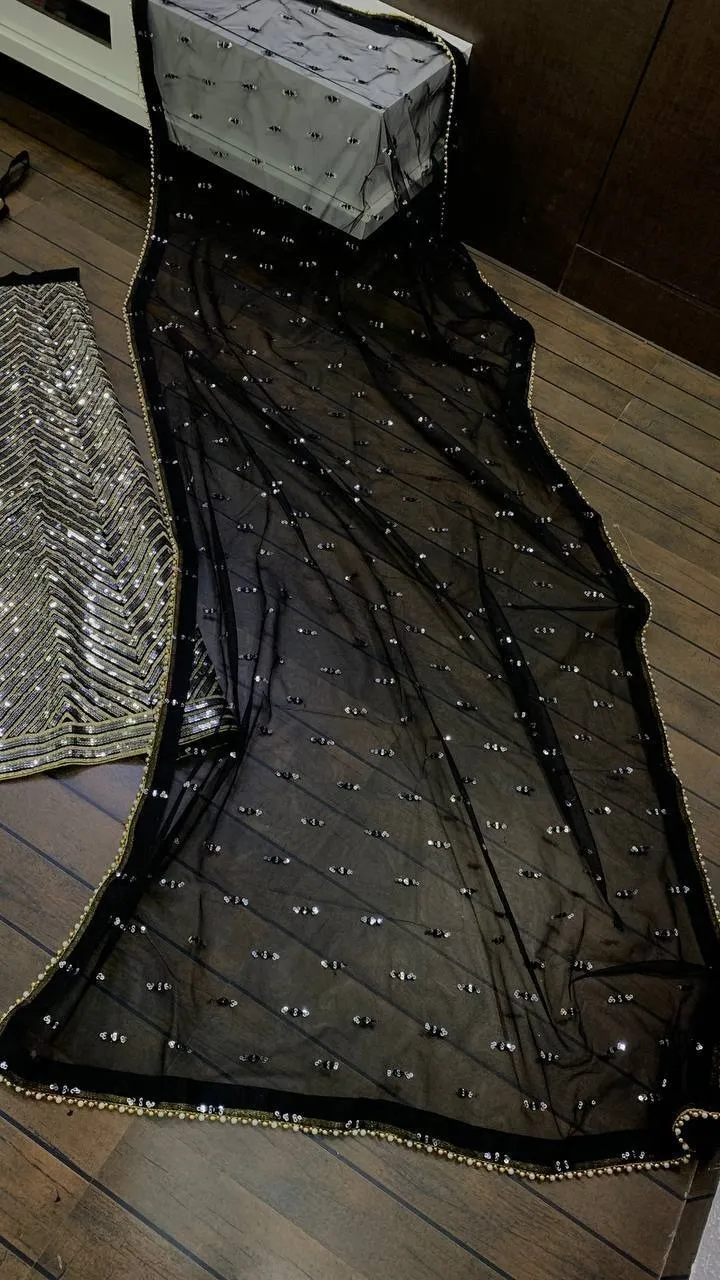 Bollywood Black Sequence Lehenga - Image 2