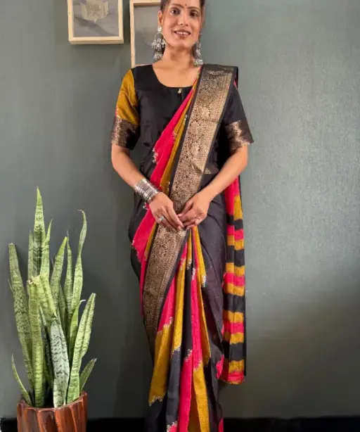 Black Zip and Go Saree Wedding Special