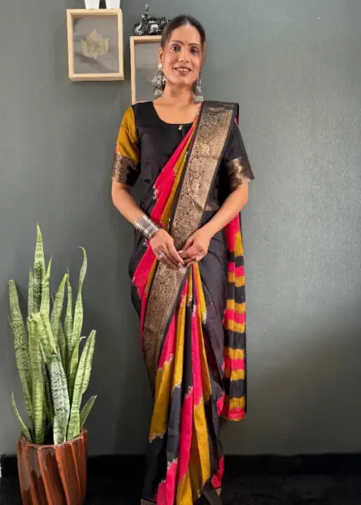 Black Zip and Go Saree Wedding Special