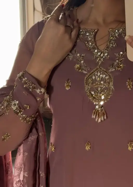 Brown Straight Readymade Pakistani Suit Set