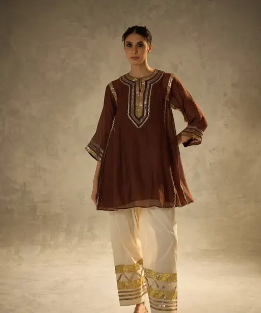 Celebrity Inspired Trending Brown Co ord Set