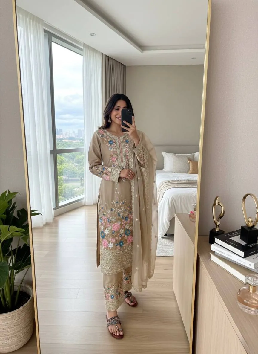 Chiku Plazzo Readymade Pakistani Suit set