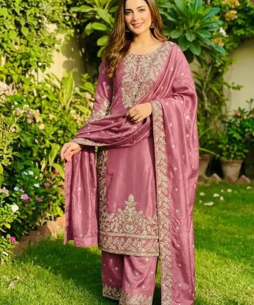 Eid Festival Pakistani Readymade Baby pink Dress
