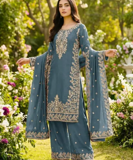 Eid Festival Pakistani Readymade Gray Dress