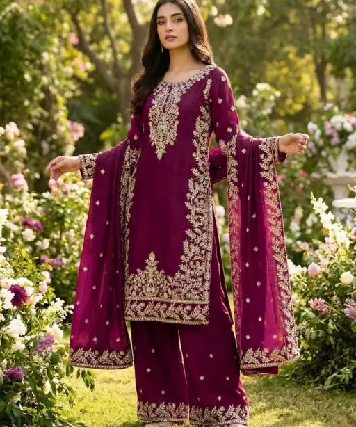 Eid Festival Pakistani Readymade Purple Dress