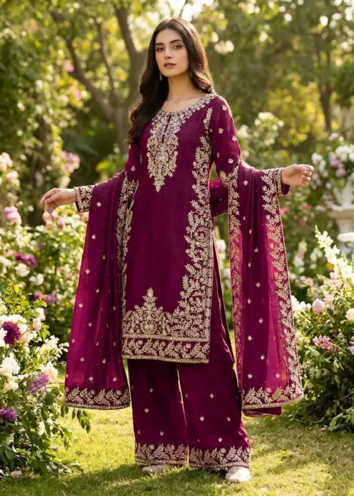 Eid Festival Pakistani Readymade Purple Dress