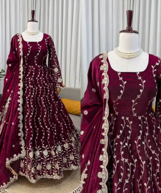 Eid Special Embroidery Orange Anarkali Suits