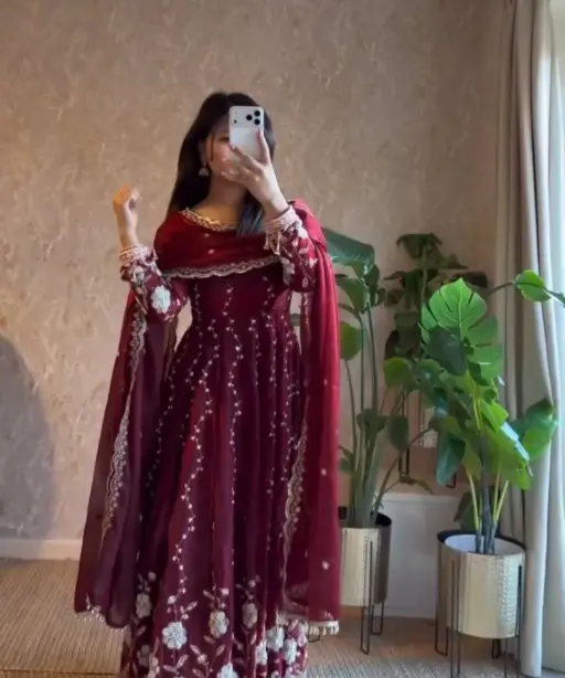 Eid Special Embroidery Purple Anarkali Suits