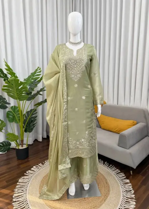 Eid Special Pista Plazzo Kurti Set