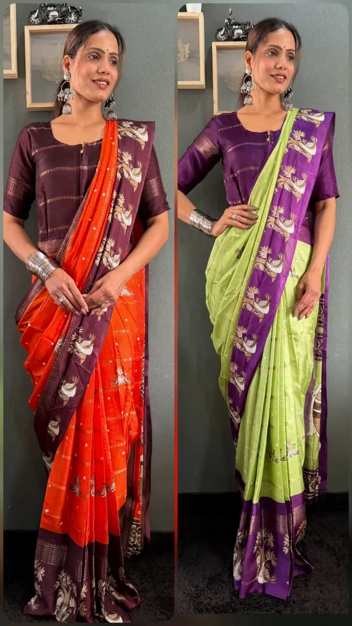 Festive Wear Silk Zip and Go Saree - Image 3