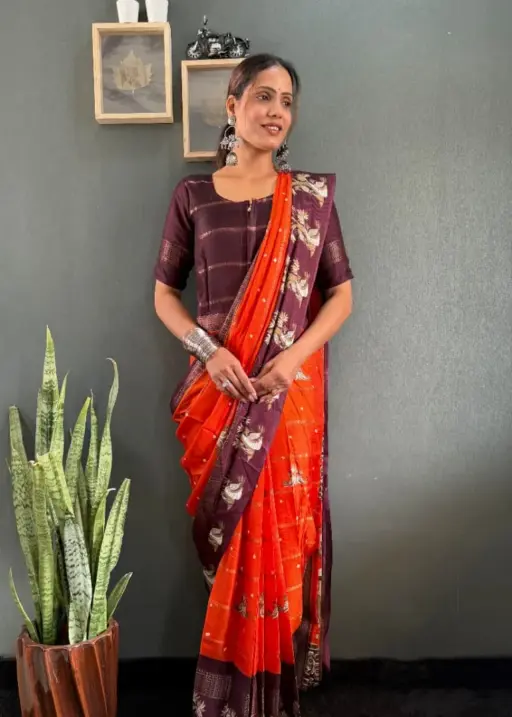 Festive Wear Silk Zip and Go Saree Gown