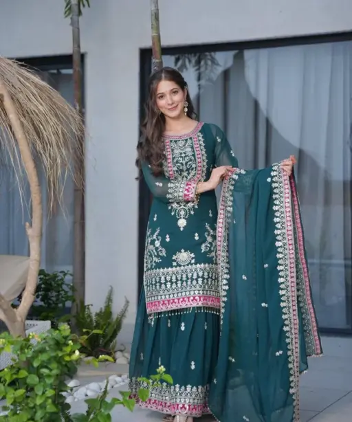 Green Sharara Suit for Eid Festival