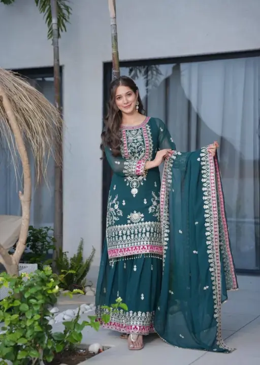 Green Sharara Suit for Eid Festival