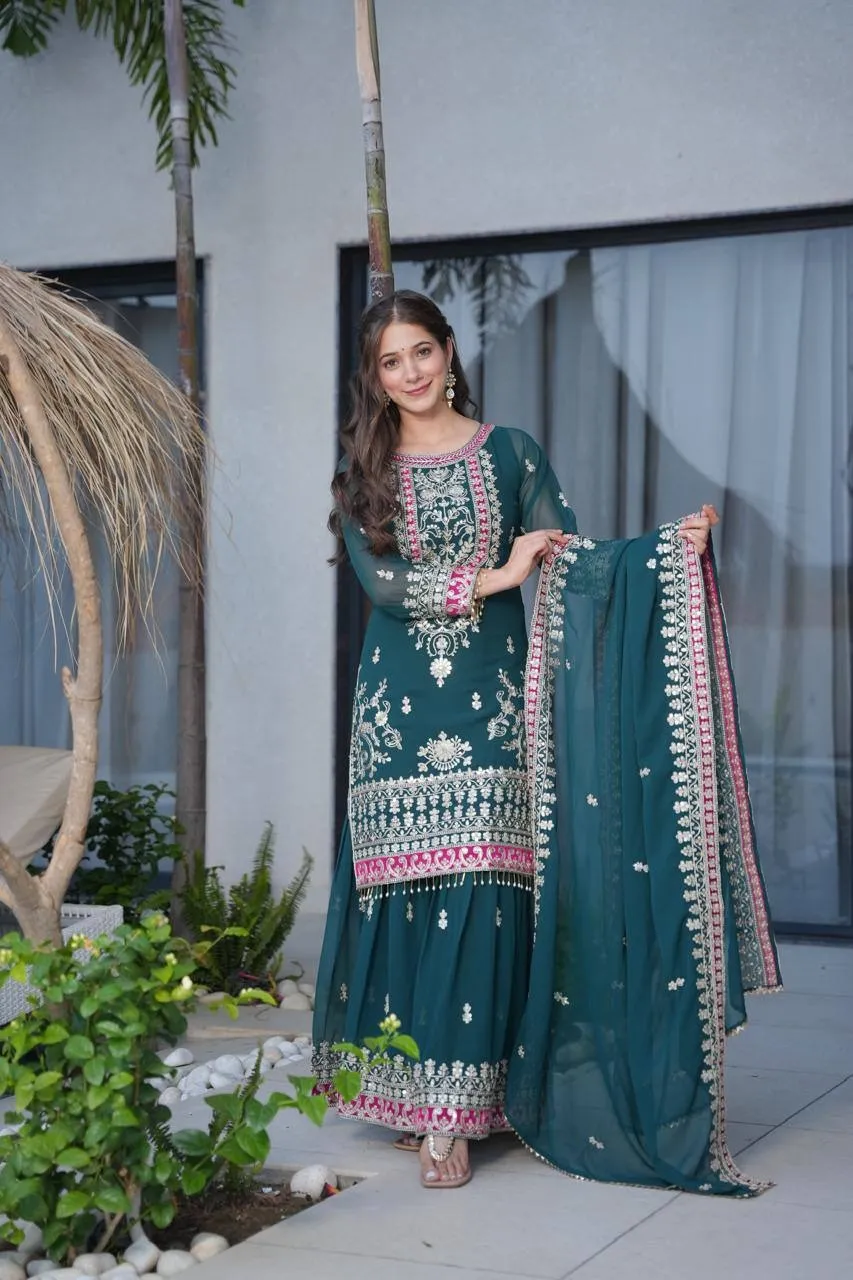 Green Sharara Suit for Eid Festival