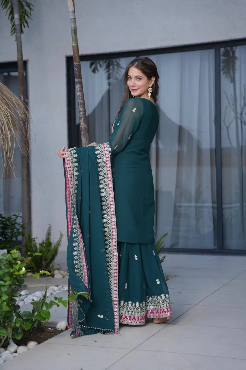 Green Sharara Suit for Eid Festival - Image 4
