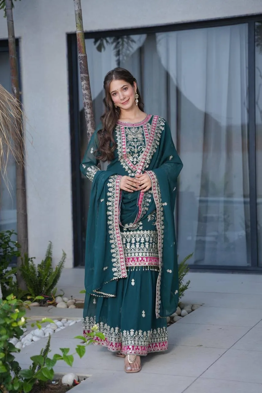 Green Sharara Suit for Eid Festival - Image 5