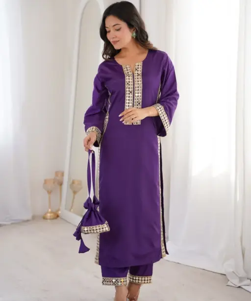 Hania Amir Inspired Mirror Co ord Set Purple