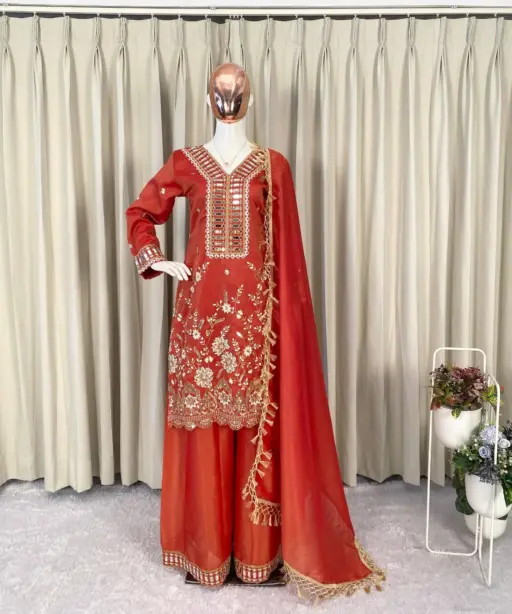 Orange Color Designer Readymade Plazzo Salwar