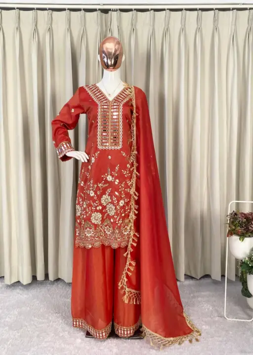 Orange Color Designer Readymade Plazzo Salwar