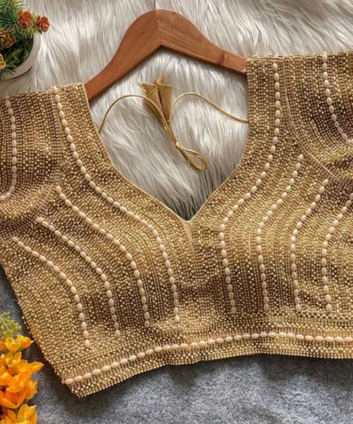 Pearl Moti Handwork Blouse for Wedding