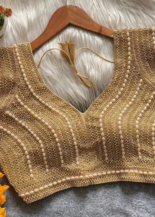 Pearl Moti Handwork Blouse for Wedding