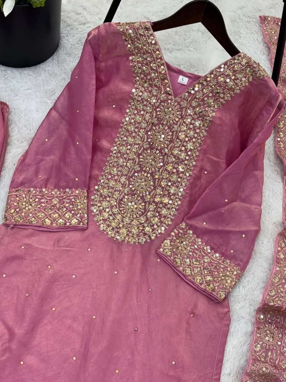 Pink Pakistani Salwar with Diamond work - Image 2